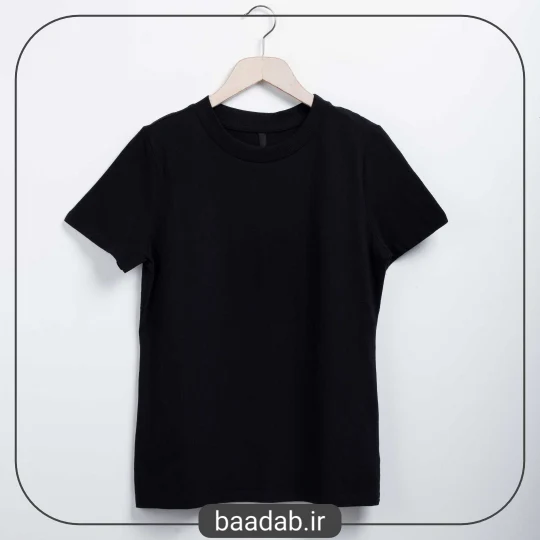تیشرت یقه گرد آستین کوتاه پنبه مشکی